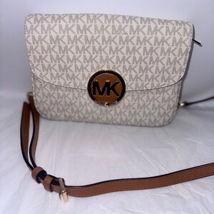 Michael Kors Cream and Tan Crossbody Bag